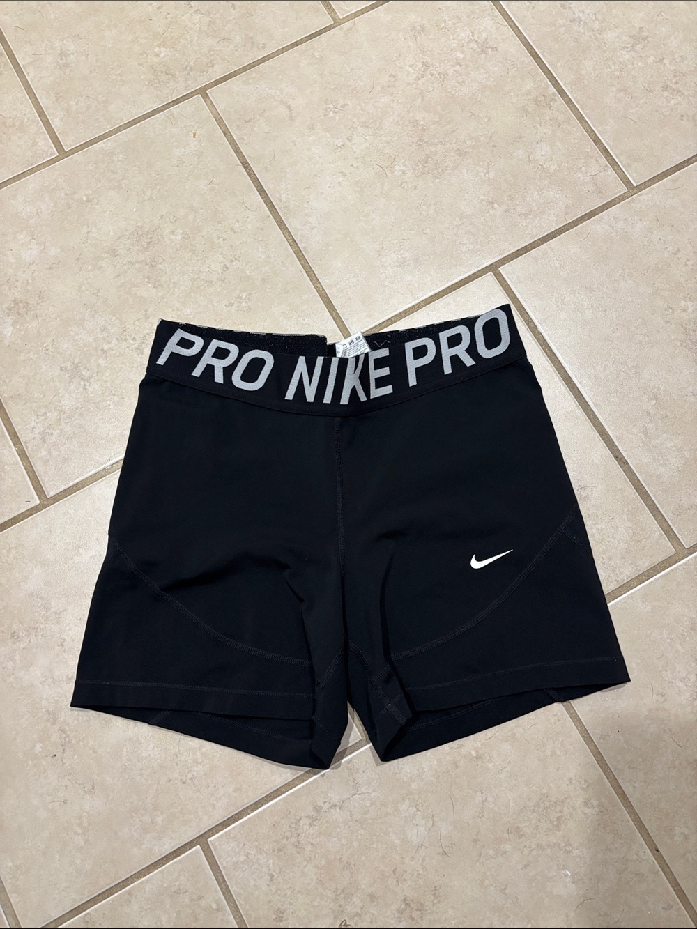 Nike Black Pro Compression Shorts with White Swoosh